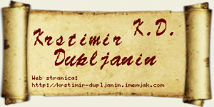 Krstimir Dupljanin vizit kartica